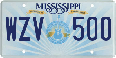 MS license plate WZV500