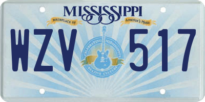 MS license plate WZV517