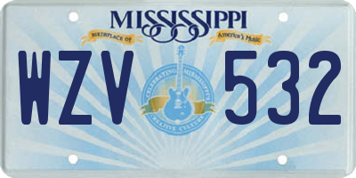 MS license plate WZV532