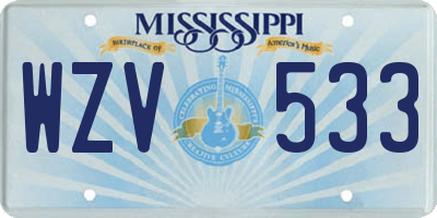 MS license plate WZV533