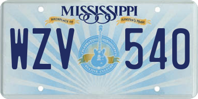 MS license plate WZV540