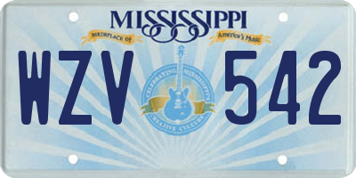 MS license plate WZV542