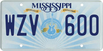 MS license plate WZV600