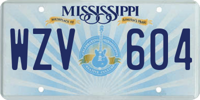 MS license plate WZV604