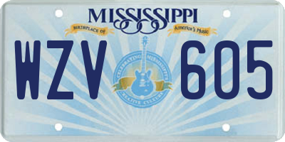 MS license plate WZV605