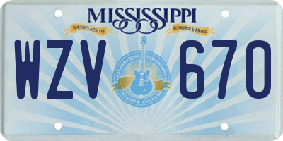 MS license plate WZV670