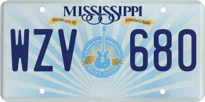 MS license plate WZV680