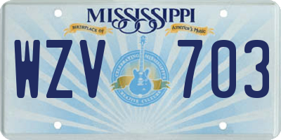 MS license plate WZV703