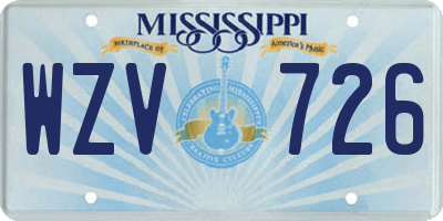 MS license plate WZV726