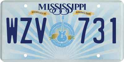 MS license plate WZV731