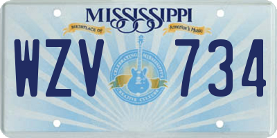 MS license plate WZV734