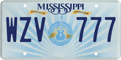 MS license plate WZV777