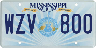 MS license plate WZV800