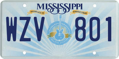 MS license plate WZV801