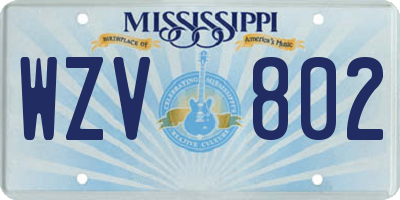 MS license plate WZV802