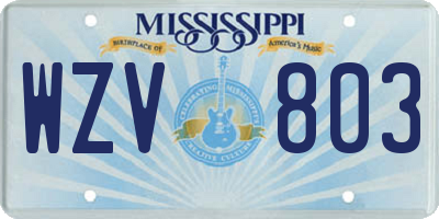 MS license plate WZV803