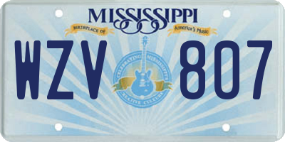 MS license plate WZV807