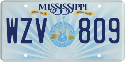 MS license plate WZV809