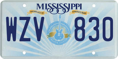 MS license plate WZV830