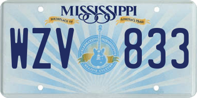 MS license plate WZV833