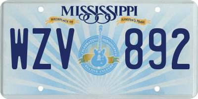 MS license plate WZV892