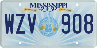 MS license plate WZV908