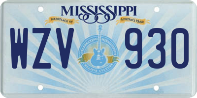 MS license plate WZV930