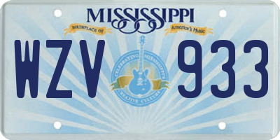MS license plate WZV933