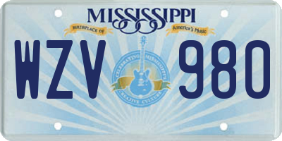 MS license plate WZV980