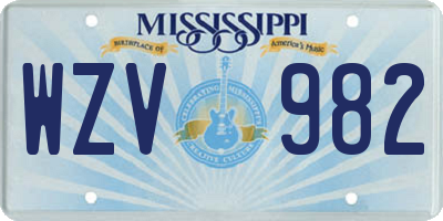 MS license plate WZV982