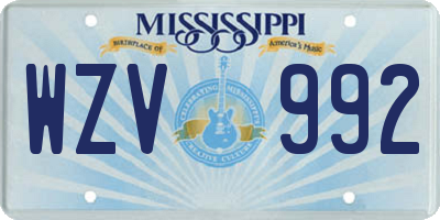 MS license plate WZV992