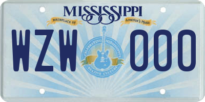 MS license plate WZW000