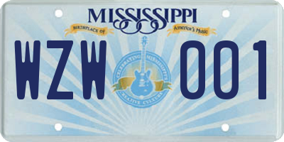 MS license plate WZW001