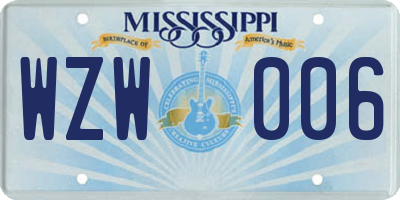MS license plate WZW006