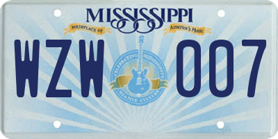 MS license plate WZW007