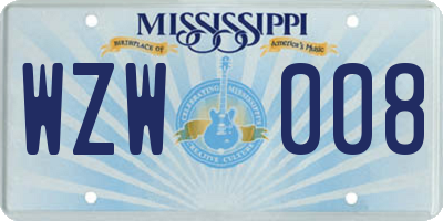 MS license plate WZW008
