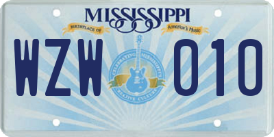 MS license plate WZW010