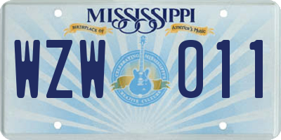 MS license plate WZW011