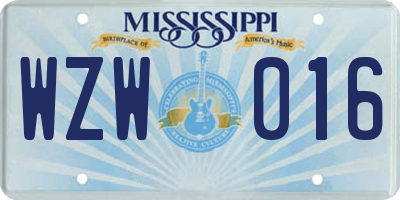 MS license plate WZW016