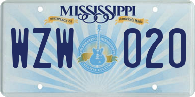 MS license plate WZW020