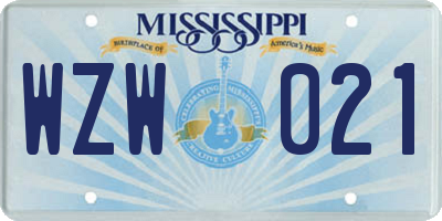 MS license plate WZW021