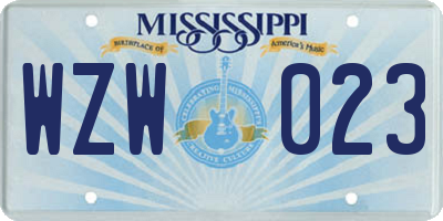 MS license plate WZW023
