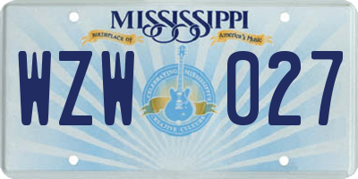 MS license plate WZW027