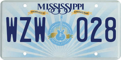 MS license plate WZW028