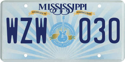 MS license plate WZW030