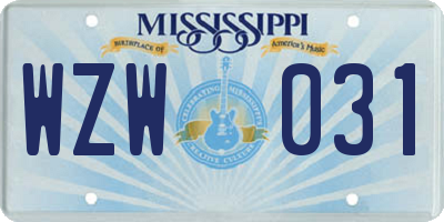 MS license plate WZW031