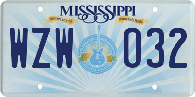 MS license plate WZW032