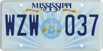 MS license plate WZW037