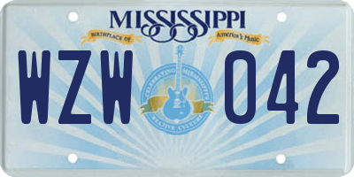 MS license plate WZW042