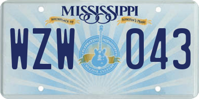 MS license plate WZW043